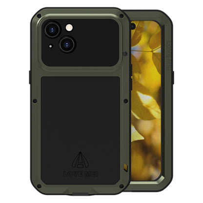 For iPhone 15 LOVE MEI Metal Shockproof Life Waterproof Dustproof Phone Case(Army Green) - iPhone 15 Cases by LOVE MEI | Online Shopping South Africa | PMC Jewellery