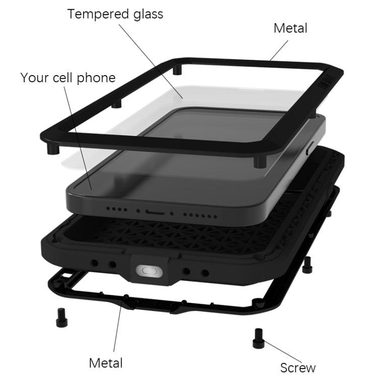 For iPhone 15 Pro Max LOVE MEI Metal Shockproof Life Waterproof Dustproof Phone Case(Silver) - iPhone 15 Pro Max Cases by LOVE MEI | Online Shopping South Africa | PMC TechLife | Buy Now Pay Later Mobicred