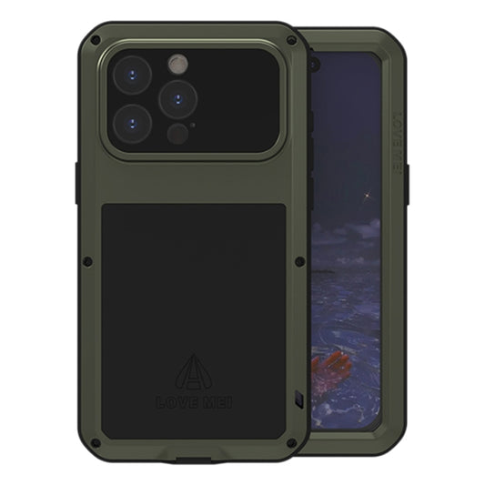 For iPhone 15 Pro Max LOVE MEI Metal Shockproof Life Waterproof Dustproof Phone Case(Army Green) - iPhone 15 Pro Max Cases by LOVE MEI | Online Shopping South Africa | PMC Jewellery