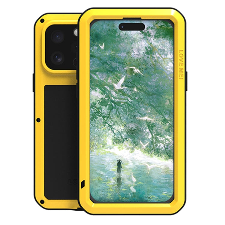 For iPhone 16 Pro LOVE MEI Metal Shockproof Life Waterproof Dustproof Phone Case(Yellow) - iPhone 16 Pro Cases by LOVE MEI | Online Shopping South Africa | PMC Jewellery | Buy Now Pay Later Mobicred