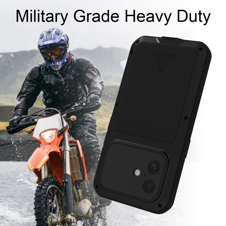 For iPhone 16 LOVE MEI Metal Shockproof Life Waterproof Dustproof Phone Case(Black) - free shipping - PMC Jewellery - Order now!