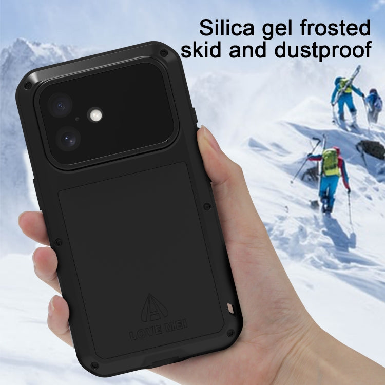 For iPhone 16 LOVE MEI Metal Shockproof Life Waterproof Dustproof Phone Case(Black) - free shipping - PMC Jewellery - Order now!