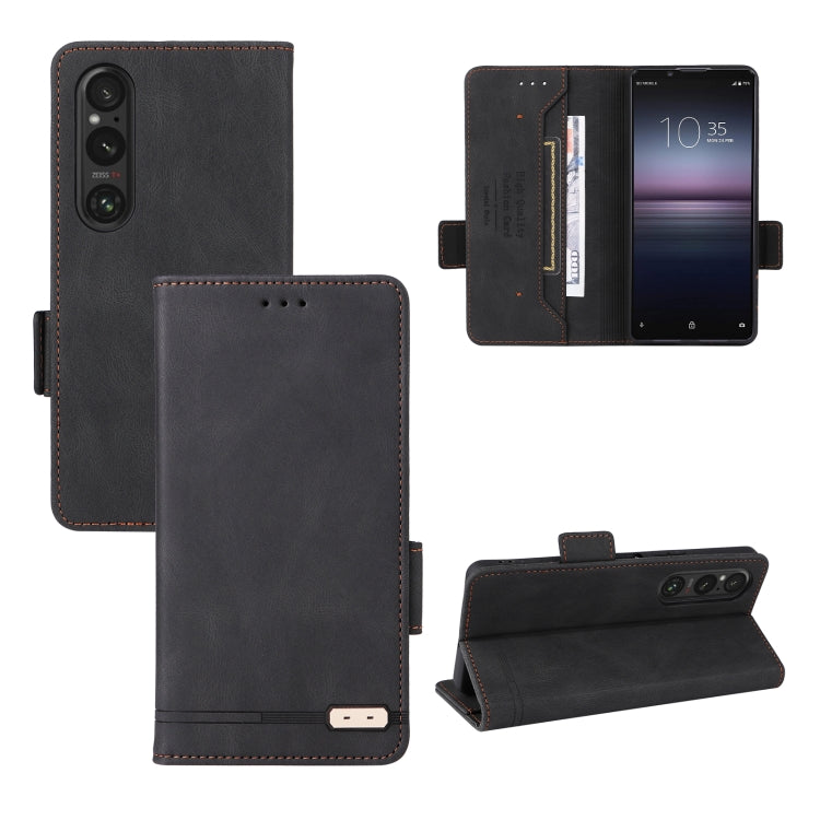 For Sony Xperia 1 VI 2024 Magnetic Clasp Leather Phone Case(Black) - Sony Cases by PMC Jewellery | Online Shopping South Africa | PMC Jewellery | Buy Now Pay Later Mobicred