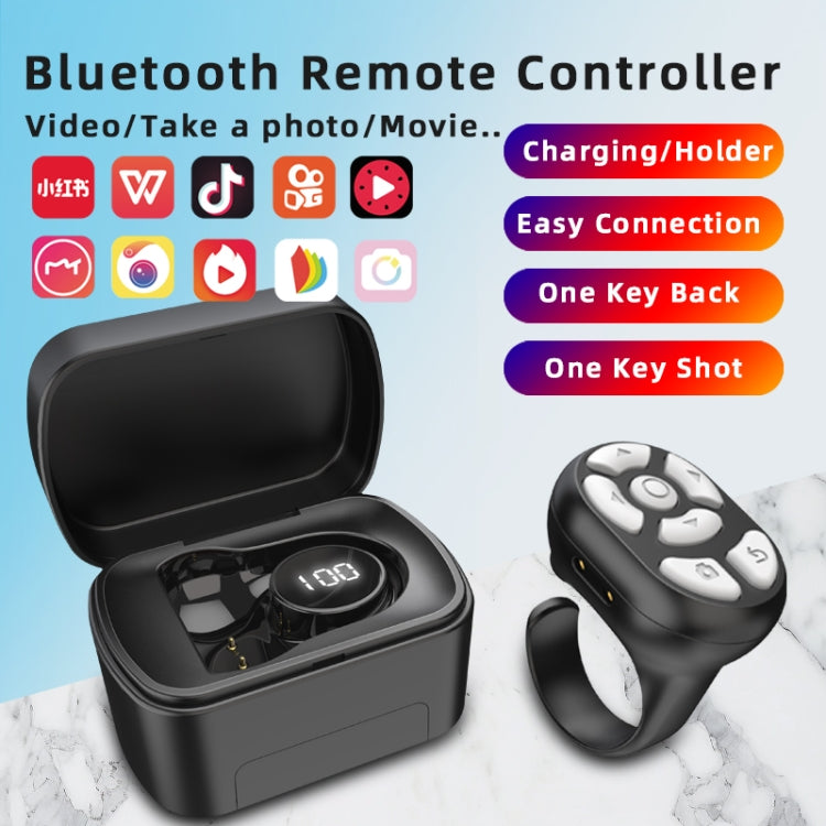 S20 Portable Smart Wireless Bluetooth Ring Remote Control with Charging Case(Black) - Phone Remote Control by PMC Jewellery | Online Shopping South Africa | PMC Jewellery | Buy Now Pay Later Mobicred