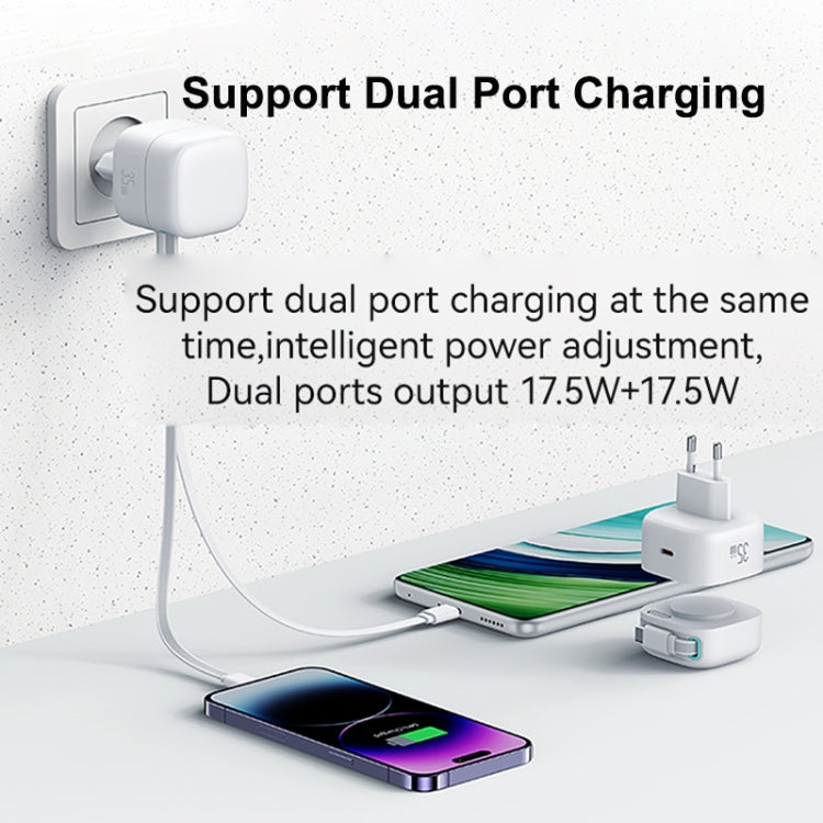 USAMS US-CC202 SMF Series PD35W Dual Type-C Port GaN Fast Charger, EU Plug(White) - USB Charger by USAMS | Online Shopping South Africa | PMC Jewellery | Buy Now Pay Later Mobicred