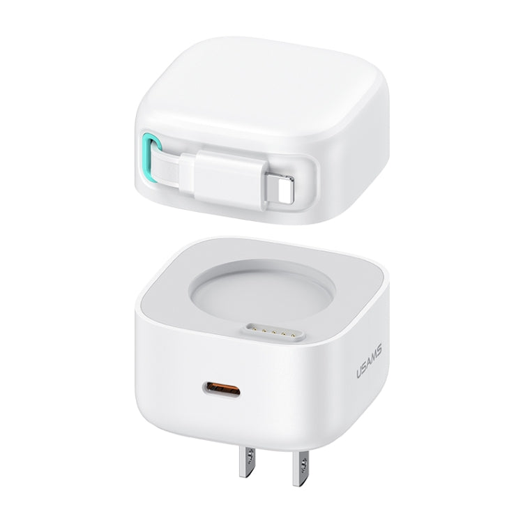 USAMS US-CC210 SMF Series PD35W 8 Pin + Type-C Dual Port GaN Fast Charger, US Plug(White) - free shipping - PMC Jewellery - Order now!