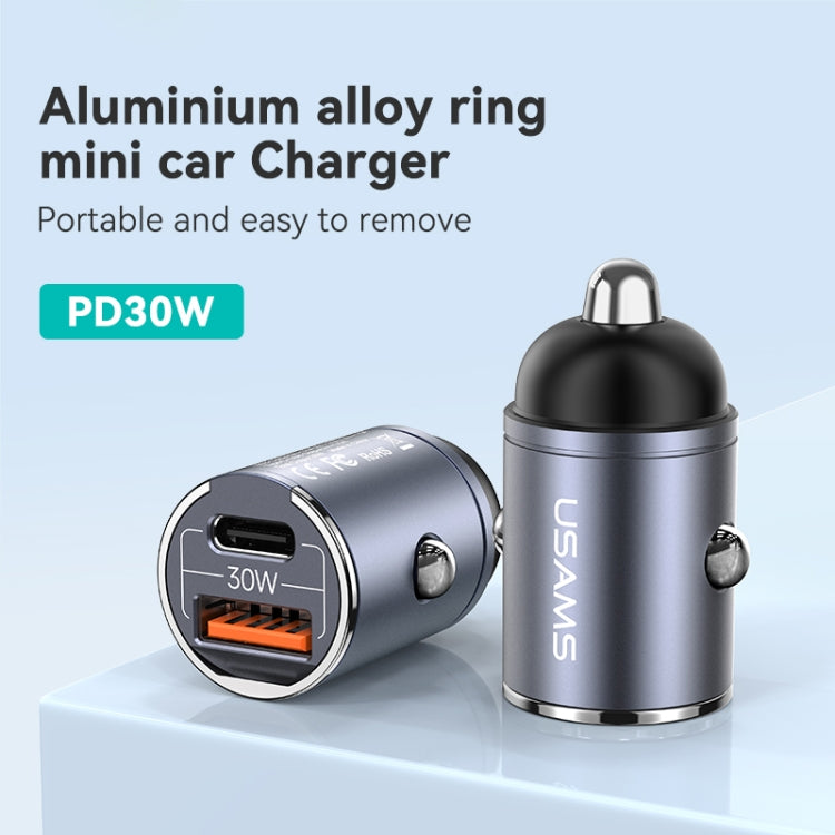 USAMS US-CC206 C38 PD30W USB + Type-C Dual Port Fast Charging Aluminum Alloy Car Charger(Purple) - Car Charger by USAMS | Online Shopping South Africa | PMC Jewellery | Buy Now Pay Later Mobicred