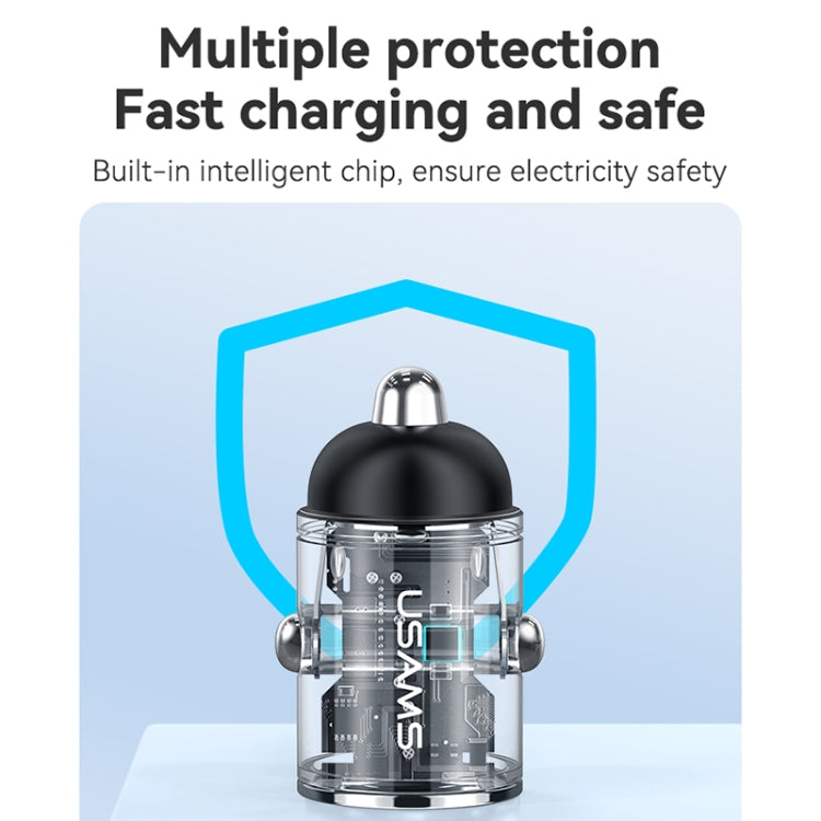 USAMS US-CC206 C38 PD30W USB + Type-C Dual Port Fast Charging Aluminum Alloy Car Charger(Tarnish) - Car Charger by USAMS | Online Shopping South Africa | PMC Jewellery | Buy Now Pay Later Mobicred