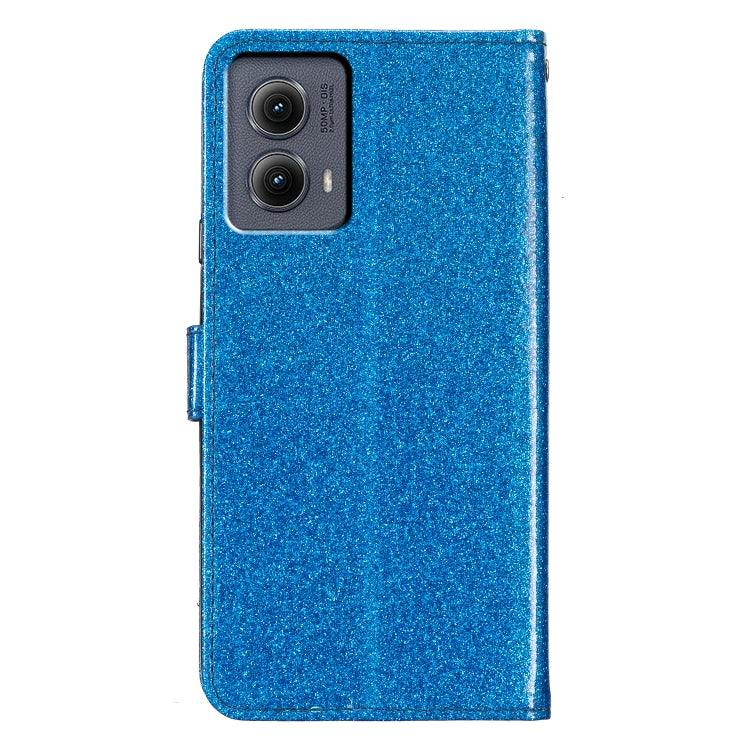 For Motorola Edge 2024 Glitter Powder Flip Leather Phone Case(Blue) - Motorola Cases by PMC Jewellery | Online Shopping South Africa | PMC Jewellery | Buy Now Pay Later Mobicred