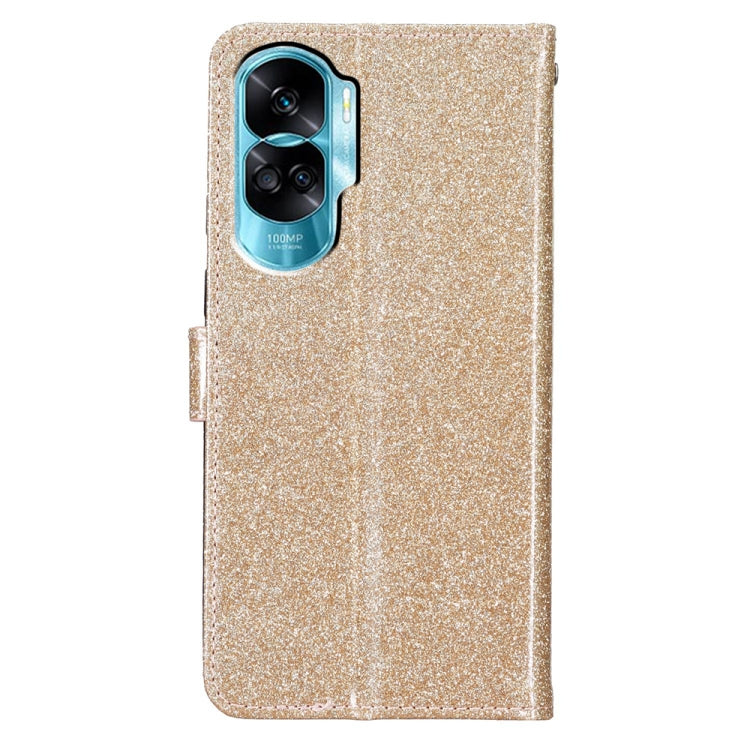 For Honor 90 Lite Glitter Powder Flip Leather Phone Case(Gold) - Honor Cases by PMC TechLife | Online Shopping South Africa | PMC TechLife | Buy Now Pay Later Mobicred