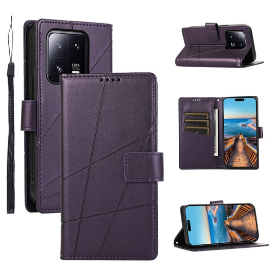 For Xiaomi 13 Pro PU Genuine Leather Texture Embossed Line Phone Case(Purple) - 13 Pro Cases by PMC Jewellery | Online Shopping South Africa | PMC Jewellery | Buy Now Pay Later Mobicred