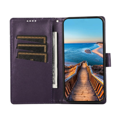 For Xiaomi 14 Pro PU Genuine Leather Texture Embossed Line Phone Case(Purple) - 14 Pro Cases by PMC Jewellery | Online Shopping South Africa | PMC Jewellery | Buy Now Pay Later Mobicred