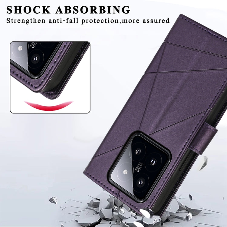 For Xiaomi 14 Pro PU Genuine Leather Texture Embossed Line Phone Case(Purple) - 14 Pro Cases by PMC Jewellery | Online Shopping South Africa | PMC Jewellery | Buy Now Pay Later Mobicred