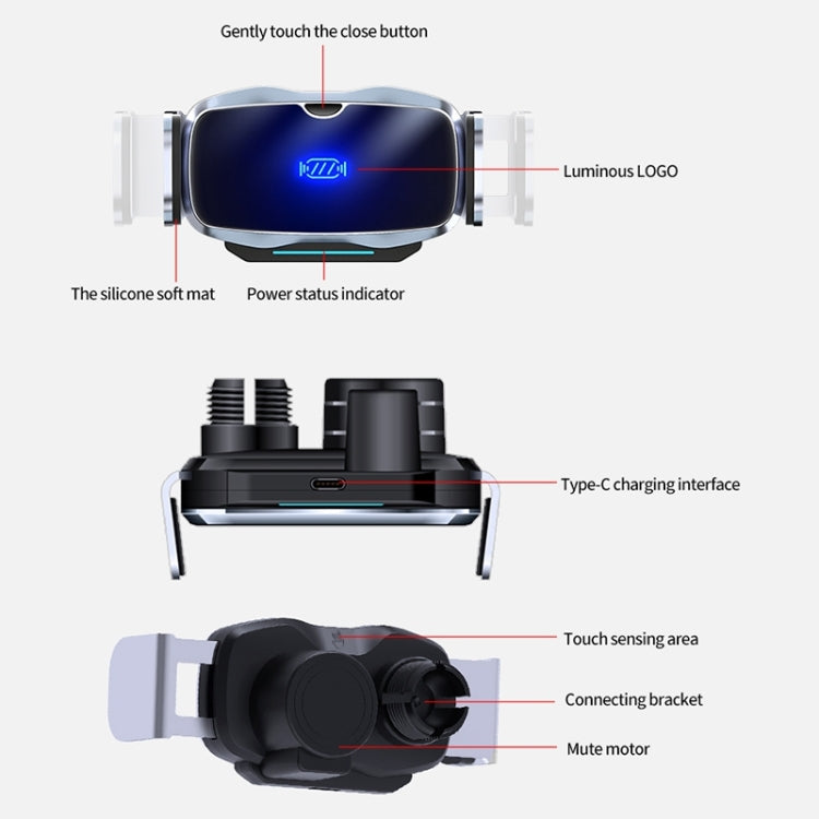 D7 Infrared lnduction Wireless Fast Charging Air Outlet Car Holder(Silver) - Wireless Charger Holders by PMC TechLife | Online Shopping South Africa | PMC TechLife | Buy Now Pay Later Mobicred