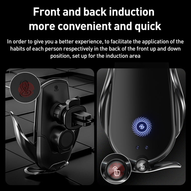 M1 Electric Opening/Closing Wireless Fast Charging Air Outlet Car Holder(Black) - Wireless Charger Holders by PMC Jewellery | Online Shopping South Africa | PMC Jewellery | Buy Now Pay Later Mobicred