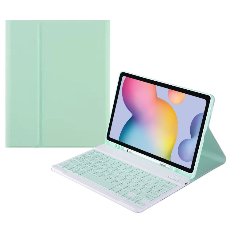 For Samsung Galaxy Tab S9 FE+ Square Cap Bluetooth Keyboard Leather Case with Pen Slot(Green) - Samsung Keyboard by PMC TechLife | Online Shopping South Africa | PMC TechLife