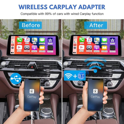 USB + USB-C / Type-C Wired to Wireless Carplay Adapter(Black) - Bluetooth Adapters by PMC Jewellery | Online Shopping South Africa | PMC Jewellery