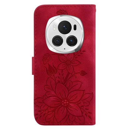 For Honor Magic6 Pro Lily Embossed Leather Phone Case(Red) - Honor Cases by PMC Jewellery | Online Shopping South Africa | PMC Jewellery | Buy Now Pay Later Mobicred