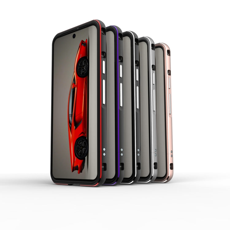 For Google Pixel 8 Aurora Series Metal Frame Phone Case(Black Purple) - Google Cases by PMC TechLife | Online Shopping South Africa | PMC TechLife | Buy Now Pay Later Mobicred