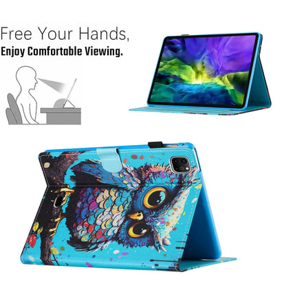 For iPad Pro 11 2024 Colored Drawing Stitching Leather Tablet Smart Case(Owl) - iPad Pro 11 2024 Cases by PMC Jewellery | Online Shopping South Africa | PMC Jewellery | Buy Now Pay Later Mobicred