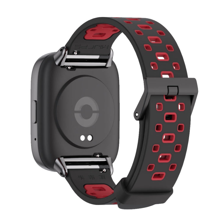 For Redmi Watch 3 Lite / Watch 3 Active Mijobs Square Hole Breathable TPU Watch Band(Black Red) - Watch Bands by MIJOBS | Online Shopping South Africa | PMC Jewellery