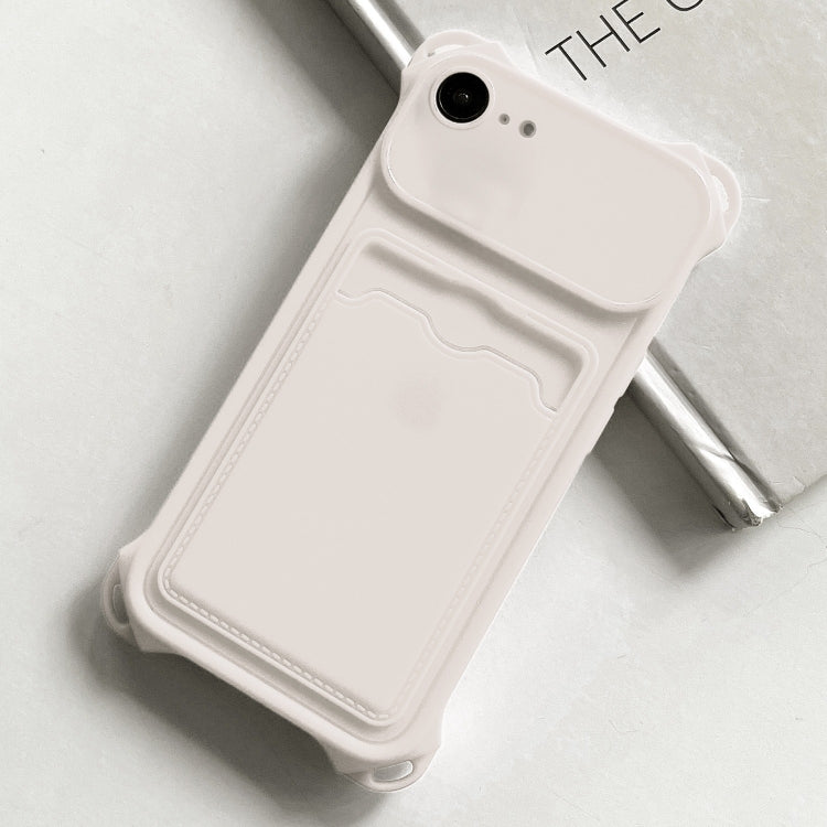 For iPhone SE 2022 / 2020 / 8 / 7 Shockproof Card Slot Frosted TPU Phone Case(White) - iPhone SE 2022 / 2020 / 8 / 7 Cases by PMC Jewellery | Online Shopping South Africa | PMC Jewellery