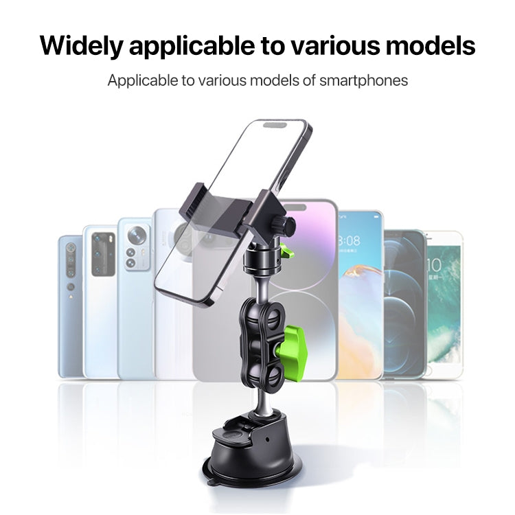 Single Suction Cup Pea Clamp Arm Holder 23cm with Metal Phone Clamp - Car Holders by PMC TechLife | Online Shopping South Africa | PMC TechLife | Buy Now Pay Later Mobicred