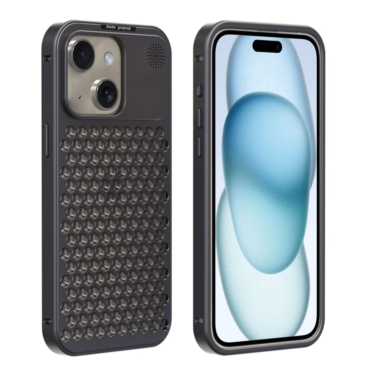 For iPhone 15 R-JUST RJ58 Aromatherapy Metal Cooling Phone Case(Grey) - iPhone 15 Cases by R-JUST | Online Shopping South Africa | PMC Jewellery | Buy Now Pay Later Mobicred