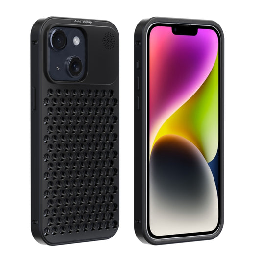 For iPhone 14 R-JUST RJ58 Aromatherapy Metal Cooling Phone Case(Black) - iPhone 14 Cases by R-JUST | Online Shopping South Africa | PMC Jewellery | Buy Now Pay Later Mobicred