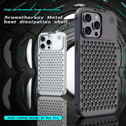 For iPhone 14 Pro R-JUST RJ58 Aromatherapy Metal Cooling Phone Case(Silver) - iPhone 14 Pro Cases by R-JUST | Online Shopping South Africa | PMC Jewellery | Buy Now Pay Later Mobicred