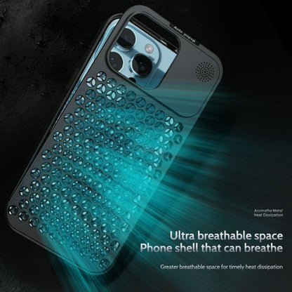 For iPhone 14 Pro R-JUST RJ58 Aromatherapy Metal Cooling Phone Case(Silver) - iPhone 14 Pro Cases by R-JUST | Online Shopping South Africa | PMC Jewellery | Buy Now Pay Later Mobicred