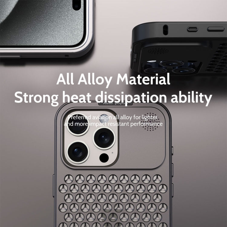 For iPhone 14 Pro R-JUST RJ58 Aromatherapy Metal Cooling Phone Case(Silver) - iPhone 14 Pro Cases by R-JUST | Online Shopping South Africa | PMC Jewellery | Buy Now Pay Later Mobicred