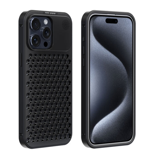 For iPhone 15 Pro Max R-JUST RJ58 Aromatherapy Metal Cooling Phone Case(Black) - iPhone 15 Pro Max Cases by R-JUST | Online Shopping South Africa | PMC Jewellery