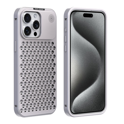 For iPhone 15 Pro R-JUST RJ58 Aromatherapy Metal Cooling Phone Case(Silver) - iPhone 15 Pro Cases by R-JUST | Online Shopping South Africa | PMC Jewellery | Buy Now Pay Later Mobicred