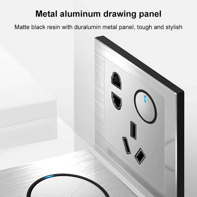 86mm Gray Aluminum Wire Drawing LED Switch Panel, Style:Triple Open Dual Control - Switch by PMC Jewellery | Online Shopping South Africa | PMC Jewellery | Buy Now Pay Later Mobicred