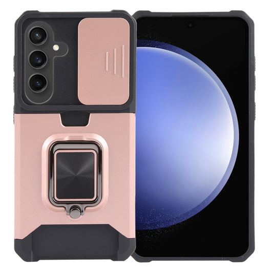 For Samsung Galaxy S24 5G Camera Shield Card Slot PC+TPU Phone Case(Rose Gold) - Galaxy S24 5G Cases by PMC Jewellery | Online Shopping South Africa | PMC Jewellery