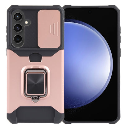 For Samsung Galaxy S24+ 5G Camera Shield Card Slot PC+TPU Phone Case(Rose Gold) - Galaxy S24+ 5G Cases by PMC Jewellery | Online Shopping South Africa | PMC Jewellery