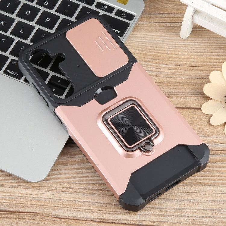 For Samsung Galaxy S24+ 5G Camera Shield Card Slot PC+TPU Phone Case(Rose Gold) - Galaxy S24+ 5G Cases by PMC Jewellery | Online Shopping South Africa | PMC Jewellery