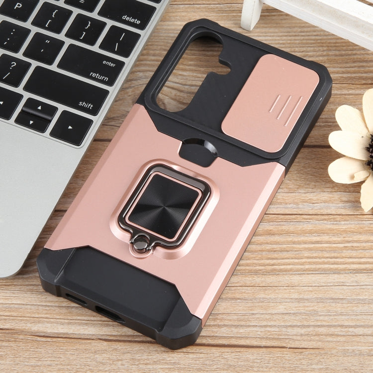 For Samsung Galaxy S24+ 5G Camera Shield Card Slot PC+TPU Phone Case(Rose Gold) - Galaxy S24+ 5G Cases by PMC Jewellery | Online Shopping South Africa | PMC Jewellery