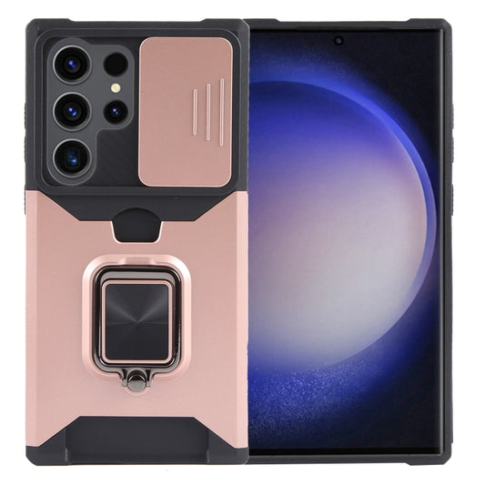 For Samsung Galaxy S24 Ultra 5G Camera Shield Card Slot PC+TPU Phone Case(Rose Gold) - Galaxy S24 Ultra 5G Cases by PMC Jewellery | Online Shopping South Africa | PMC Jewellery