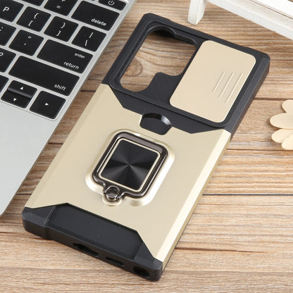 For Samsung Galaxy S24 Ultra 5G Camera Shield Card Slot PC+TPU Phone Case(Gold) - Galaxy S24 Ultra 5G Cases by PMC Jewellery | Online Shopping South Africa | PMC Jewellery