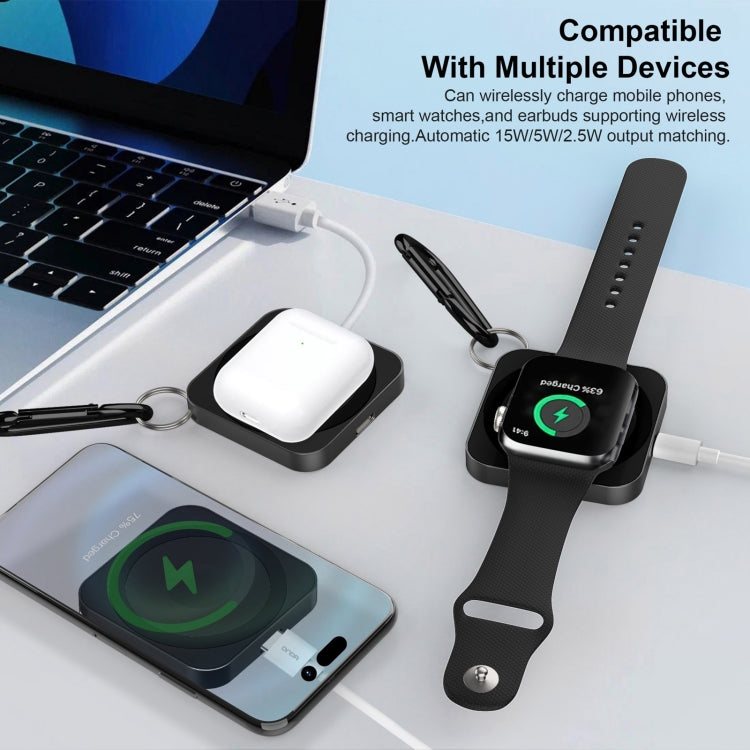 For iPhone / AirPods / iWatch Series 3 in 1 Portable Wireless Charger(Black) - Wireless Charger by PMC Jewellery | Online Shopping South Africa | PMC Jewellery | Buy Now Pay Later Mobicred