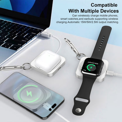 For iPhone / AirPods / iWatch Series 3 in 1 Portable Wireless Charger(Silver) - Wireless Charger by PMC Jewellery | Online Shopping South Africa | PMC Jewellery | Buy Now Pay Later Mobicred