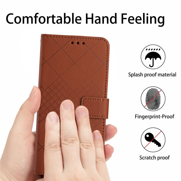 For Google Pixel 9 Rhombic Grid Texture Leather Phone Case(Brown) - Google Cases by PMC Jewellery | Online Shopping South Africa | PMC Jewellery | Buy Now Pay Later Mobicred