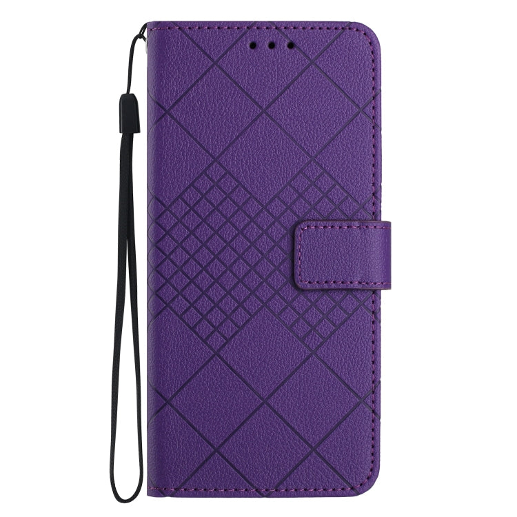 For Motorola Moto G Play 4G 2024 Rhombic Grid Texture Leather Phone Case(Purple) - Motorola Cases by PMC Jewellery | Online Shopping South Africa | PMC Jewellery | Buy Now Pay Later Mobicred