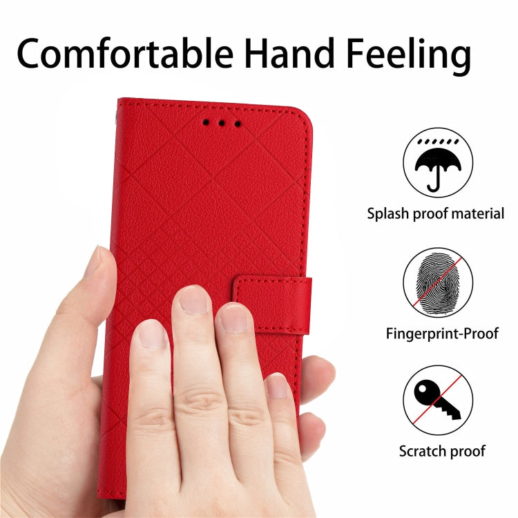 For Motorola Moto G Play 4G 2024 Rhombic Grid Texture Leather Phone Case(Red) - Motorola Cases by PMC Jewellery | Online Shopping South Africa | PMC Jewellery | Buy Now Pay Later Mobicred