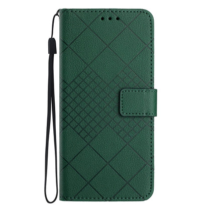 For Motorola Moto G Play 5G 2024 Rhombic Grid Texture Leather Phone Case(Green) - Motorola Cases by PMC Jewellery | Online Shopping South Africa | PMC Jewellery | Buy Now Pay Later Mobicred