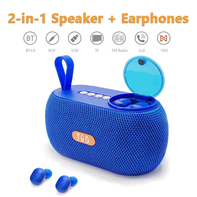 T&G TG810 2 in 1 Portable Outdoor Speaker + Mini Wireless Bluetooth Earphone(Blue) - Mini Speaker by T&G | Online Shopping South Africa | PMC Jewellery | Buy Now Pay Later Mobicred