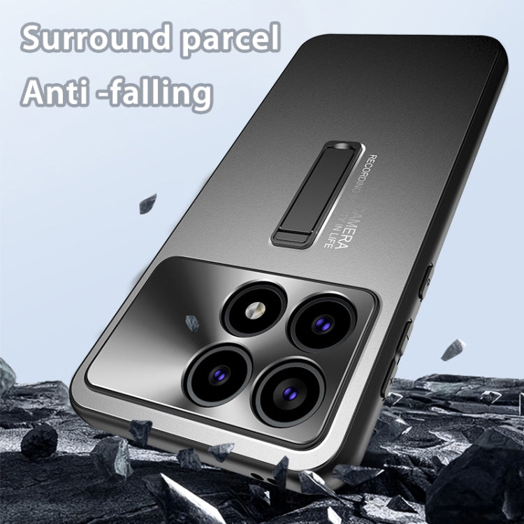 For Xiaomi Redmi K70 Pro Frosted Metal Hybrid TPU Holder Phone Case(Black) - K70 Pro Cases by PMC Jewellery | Online Shopping South Africa | PMC Jewellery | Buy Now Pay Later Mobicred