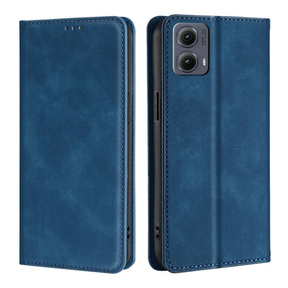 For Motorola Edge 5G 2024 Skin Feel Magnetic Leather Phone Case(Blue) - Motorola Cases by PMC Jewellery | Online Shopping South Africa | PMC Jewellery | Buy Now Pay Later Mobicred